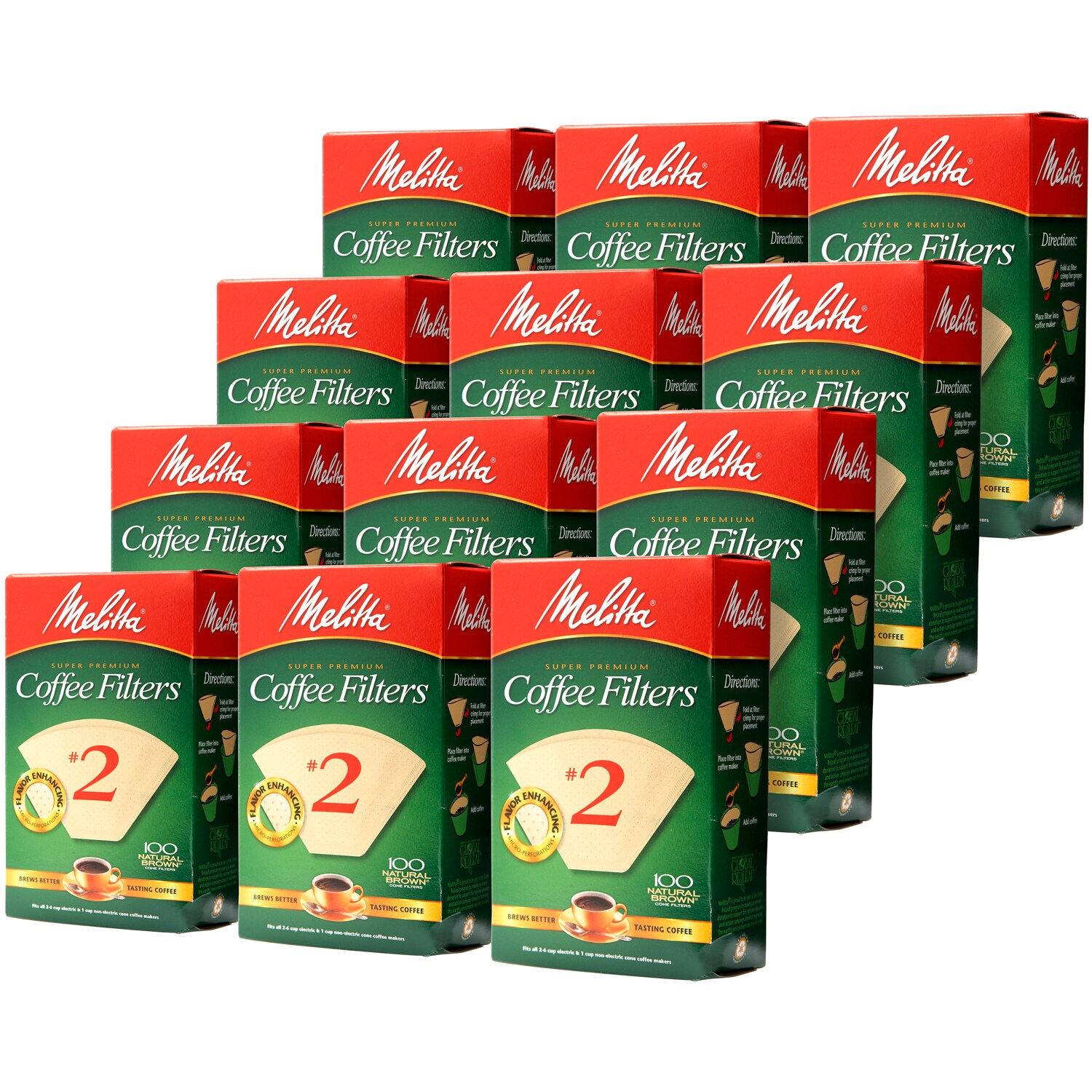 Melitta #2 Unbleached Cone Coffee Filter, Case