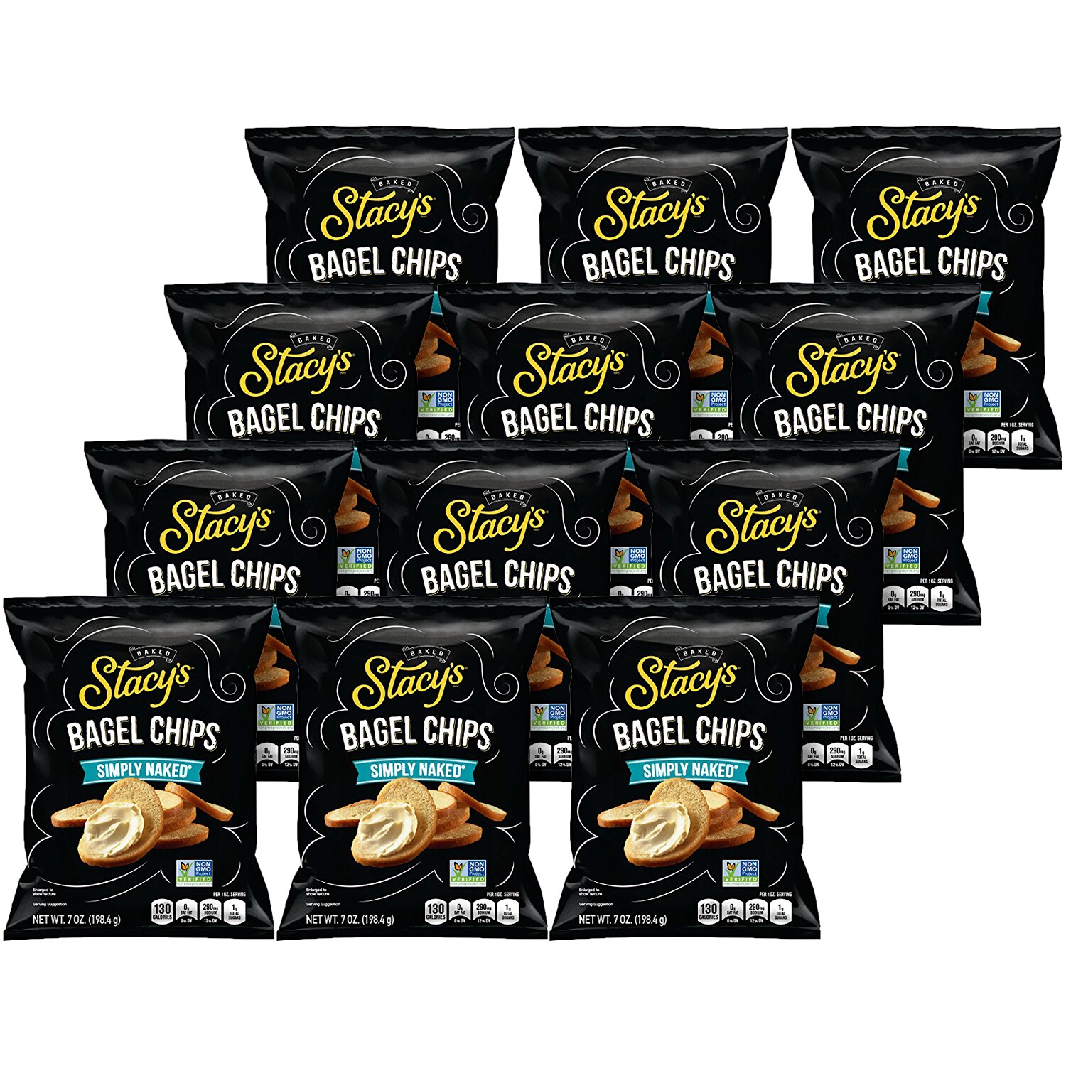 Stacy's Bagel Chips, Simply Naked with Sea Salt, Case