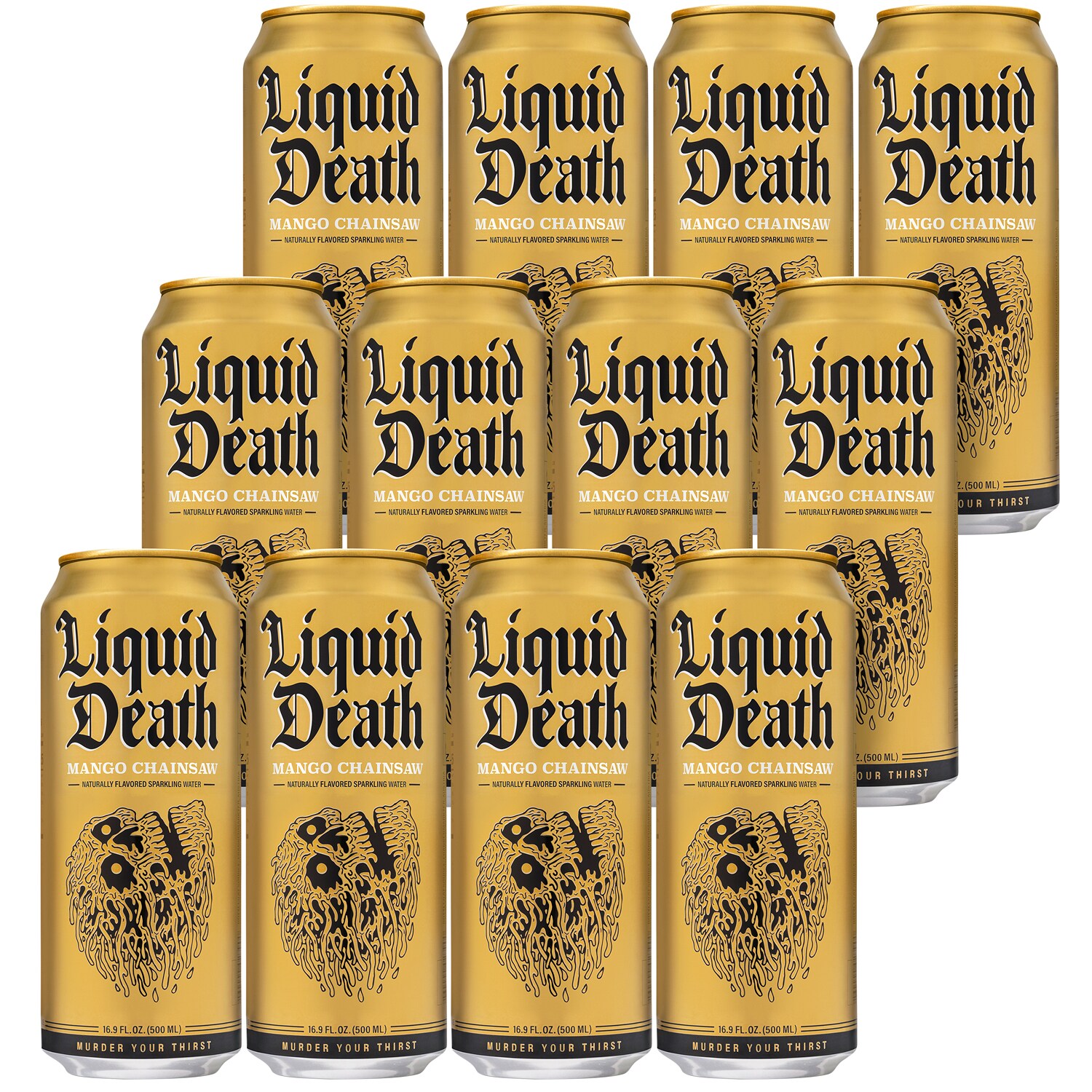 Liquid Death Sparkling Water, Mango Chainsaw, Cans