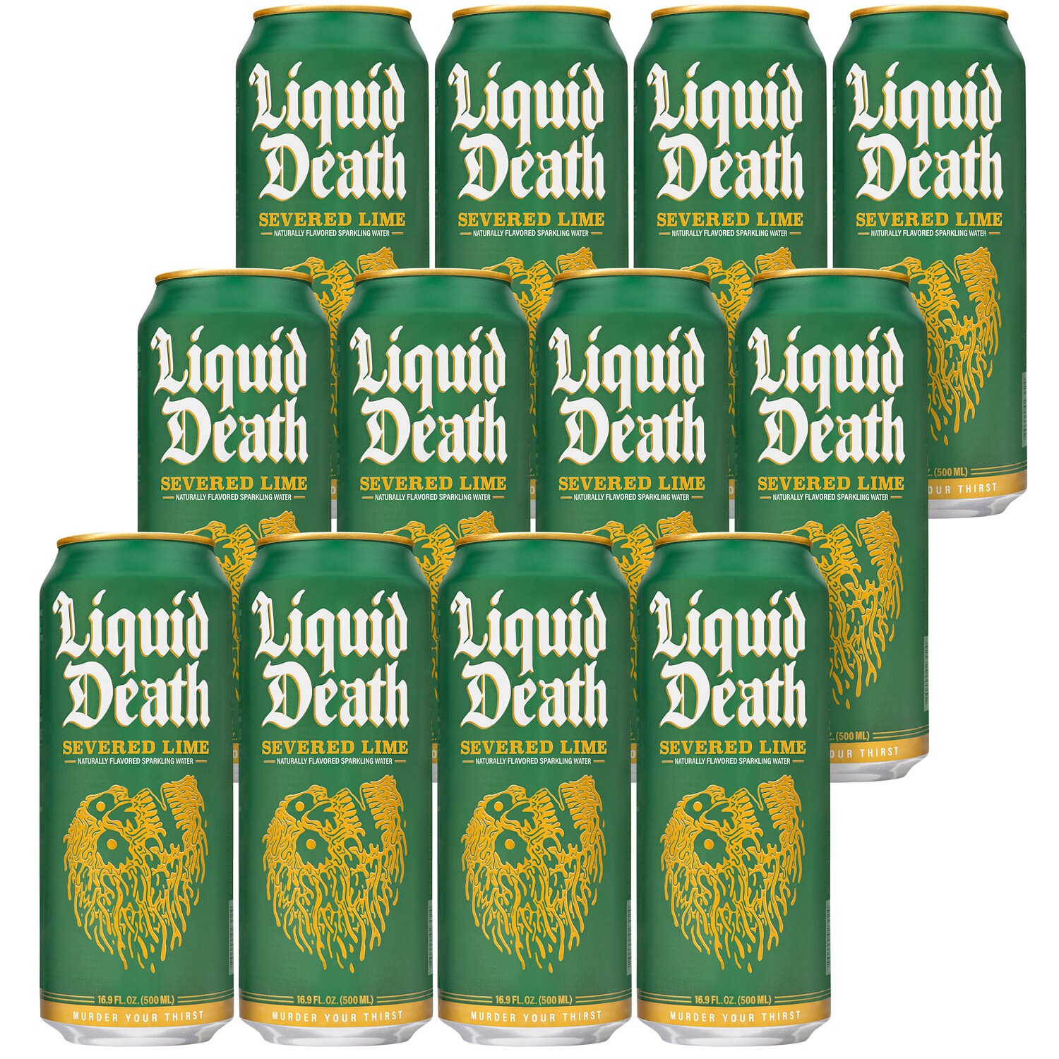 Liquid Death Sparkling Water, Severed Lime, Cans