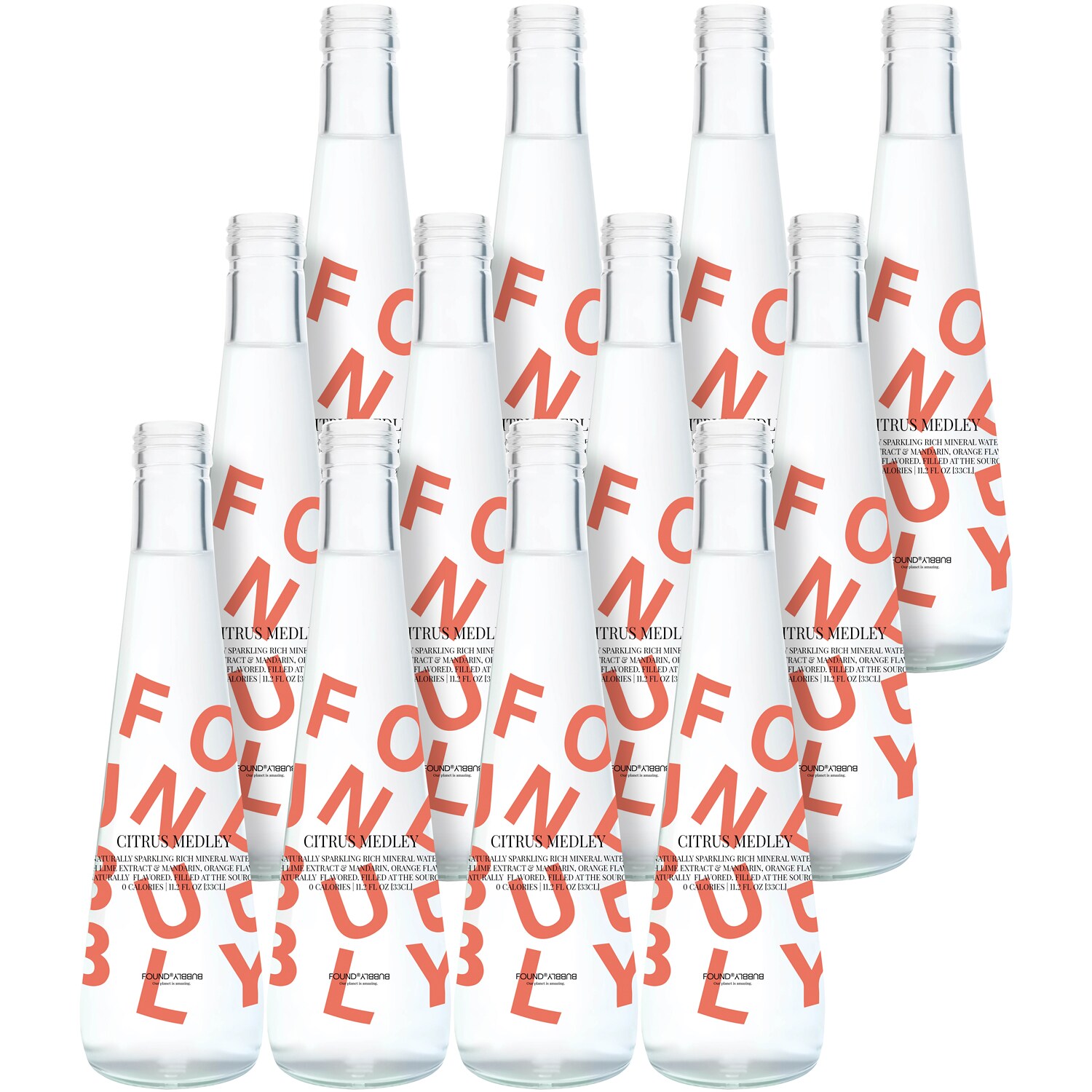 Found Bubbly Sparkling Mineral Water, Citrus Medley, Glass Bottles