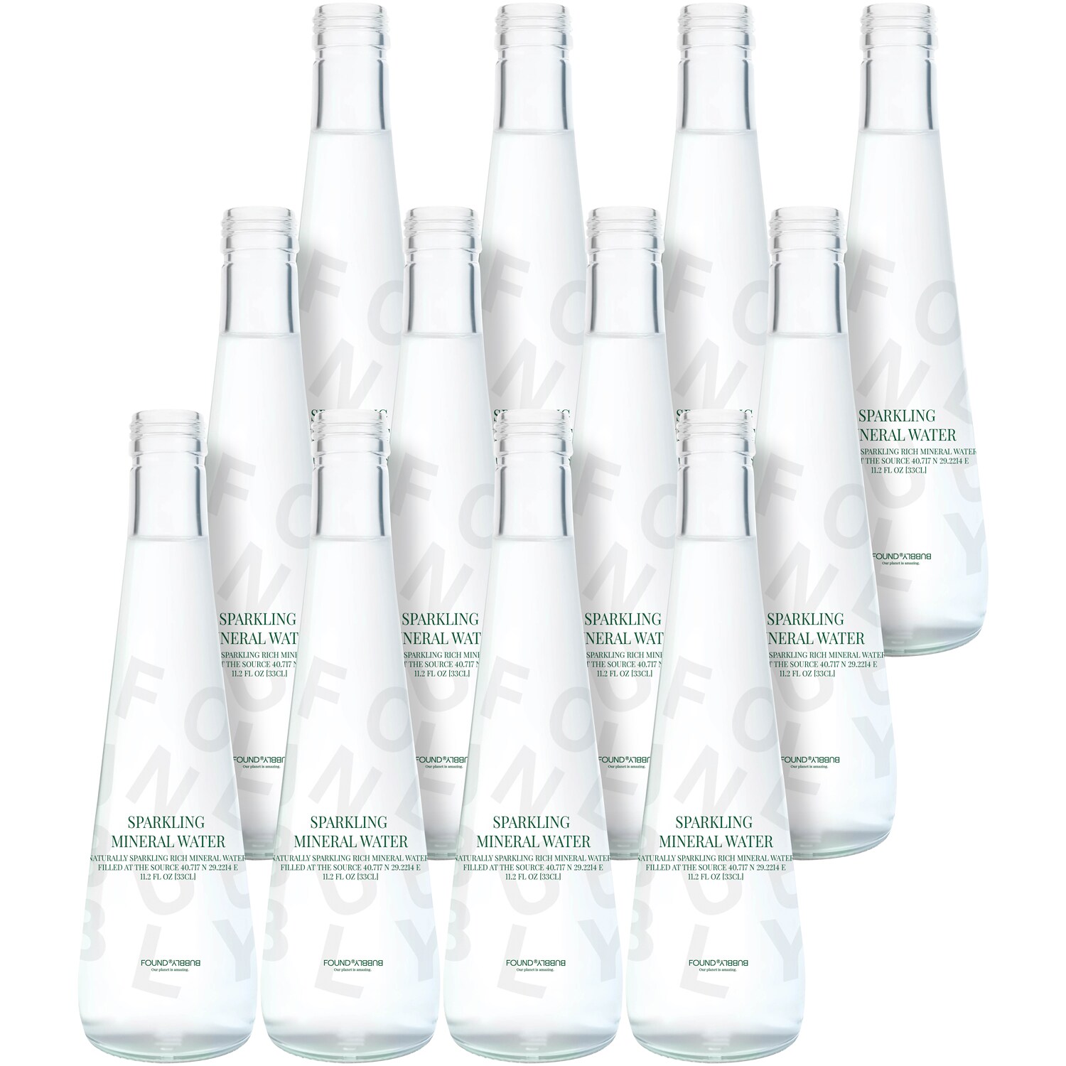 Found Bubbly Sparkling Mineral Water, Glass Bottles