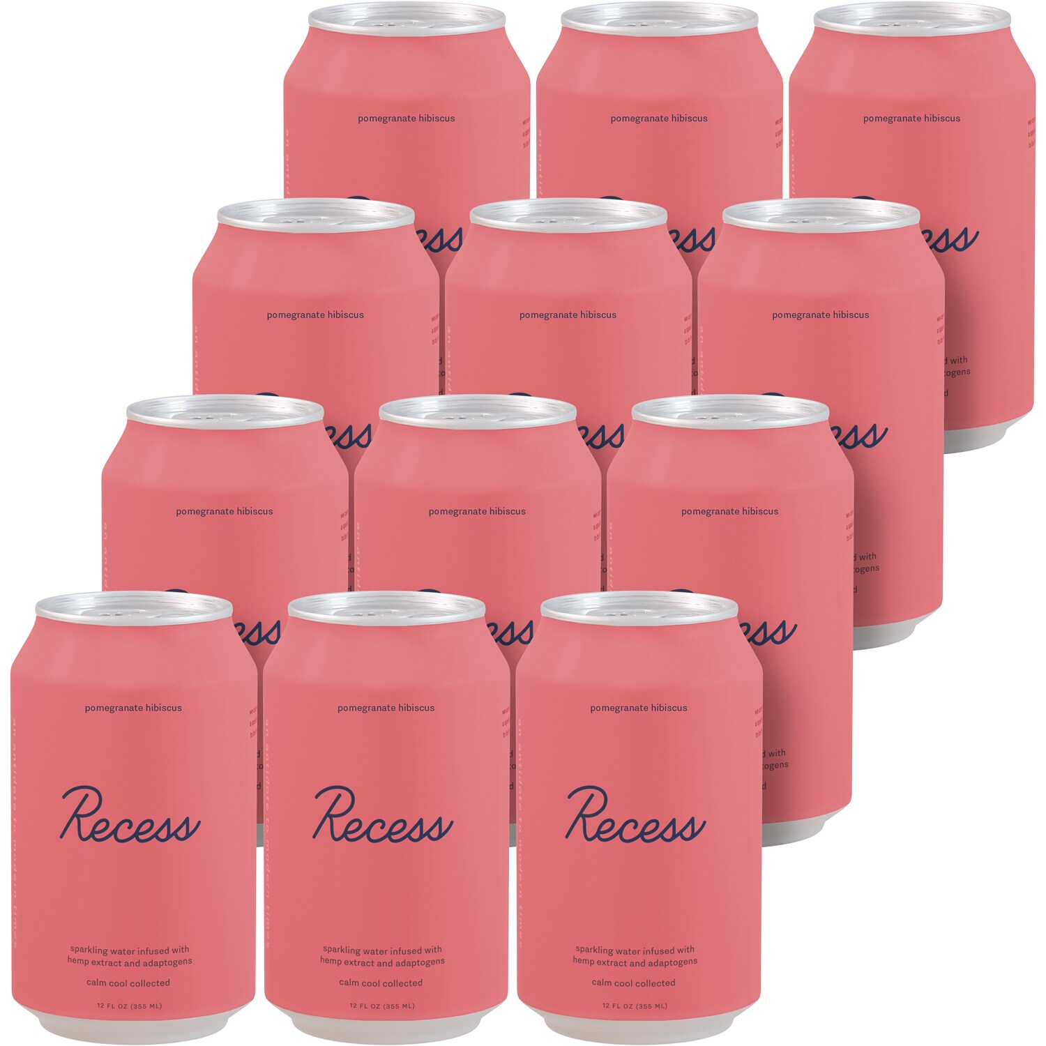 Recess Hemp Infused Sparkling Water, Pomegranate Hibiscus, Cans