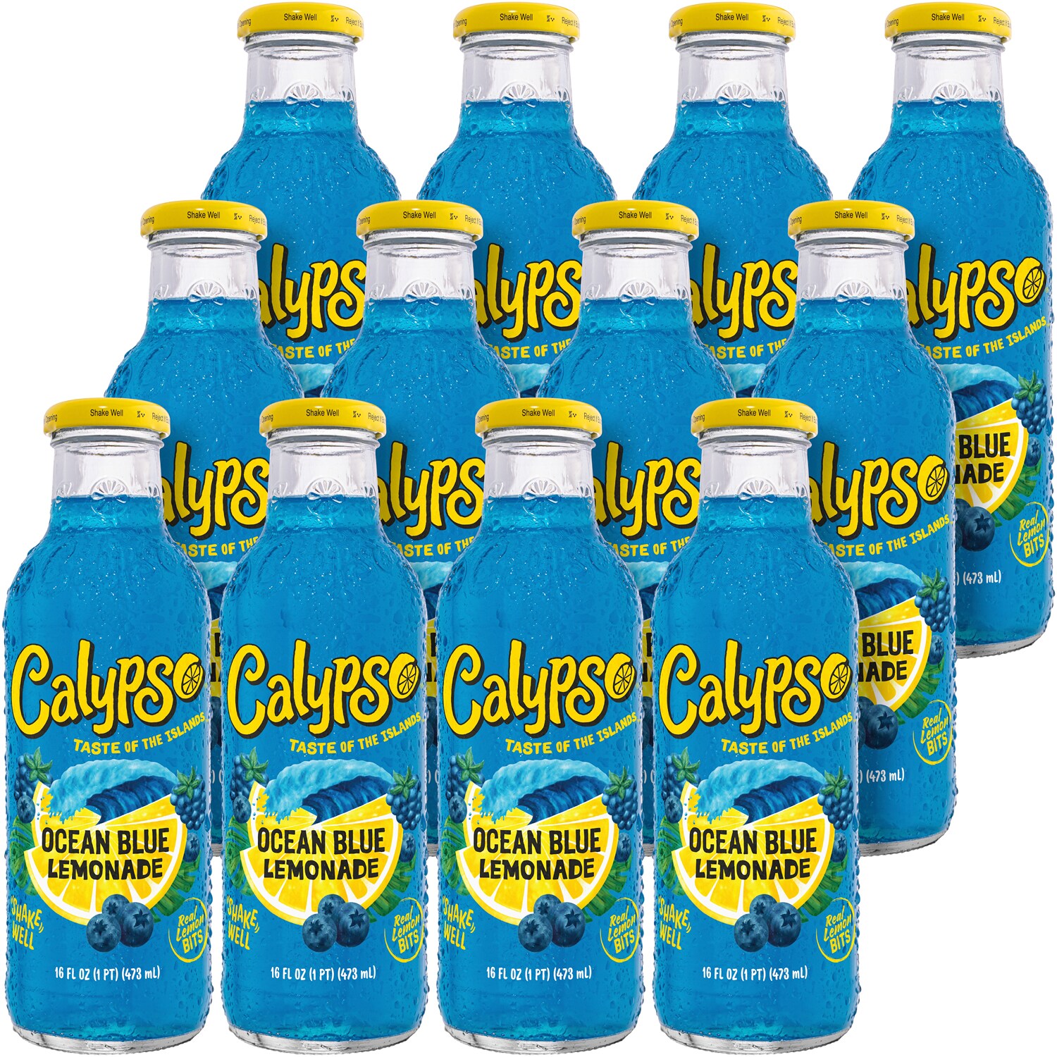 Calypso Ocean Blue Lemonade, Glass Bottles