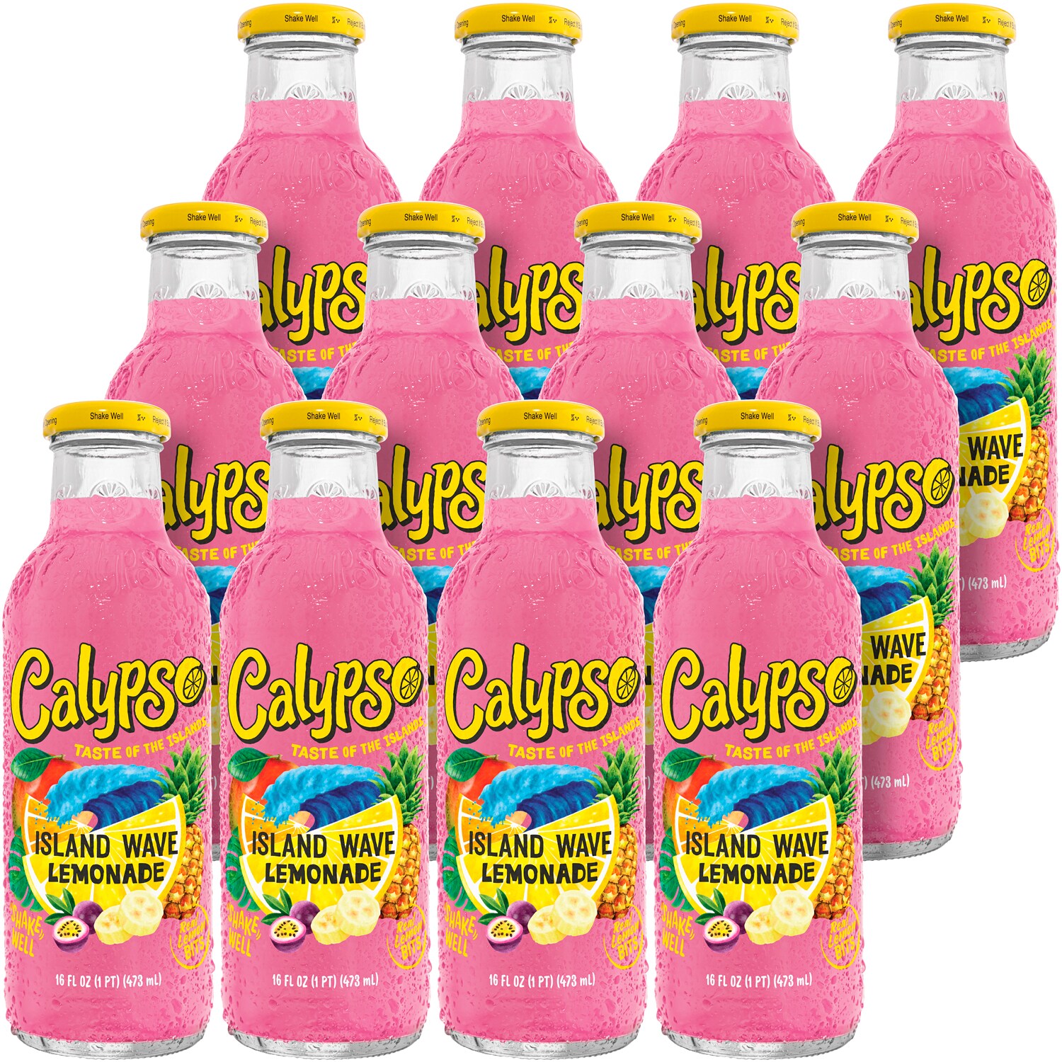 Calypso Island Wave Lemonade, Glass Bottles