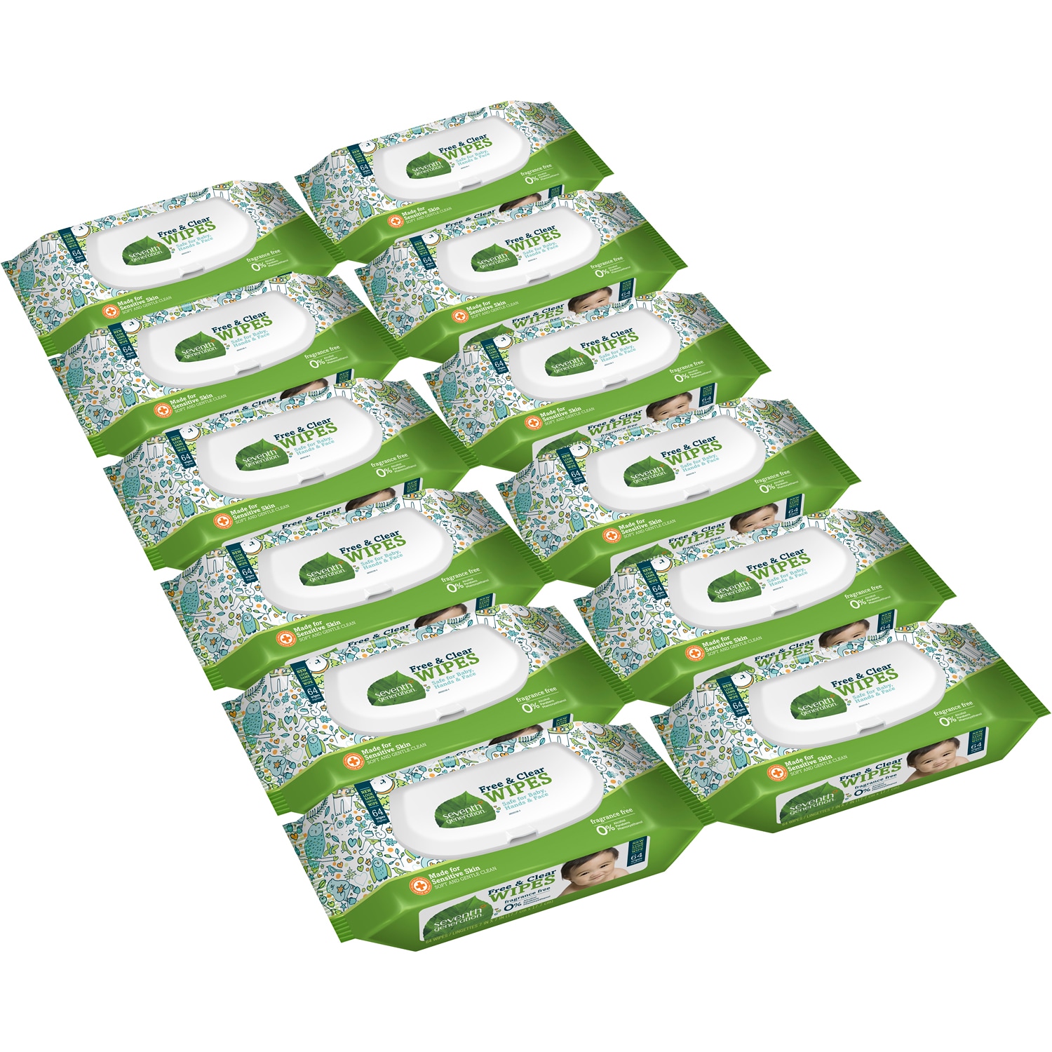 Seventh Generation Flip-Top Baby Wipes, Free and Clear, Case