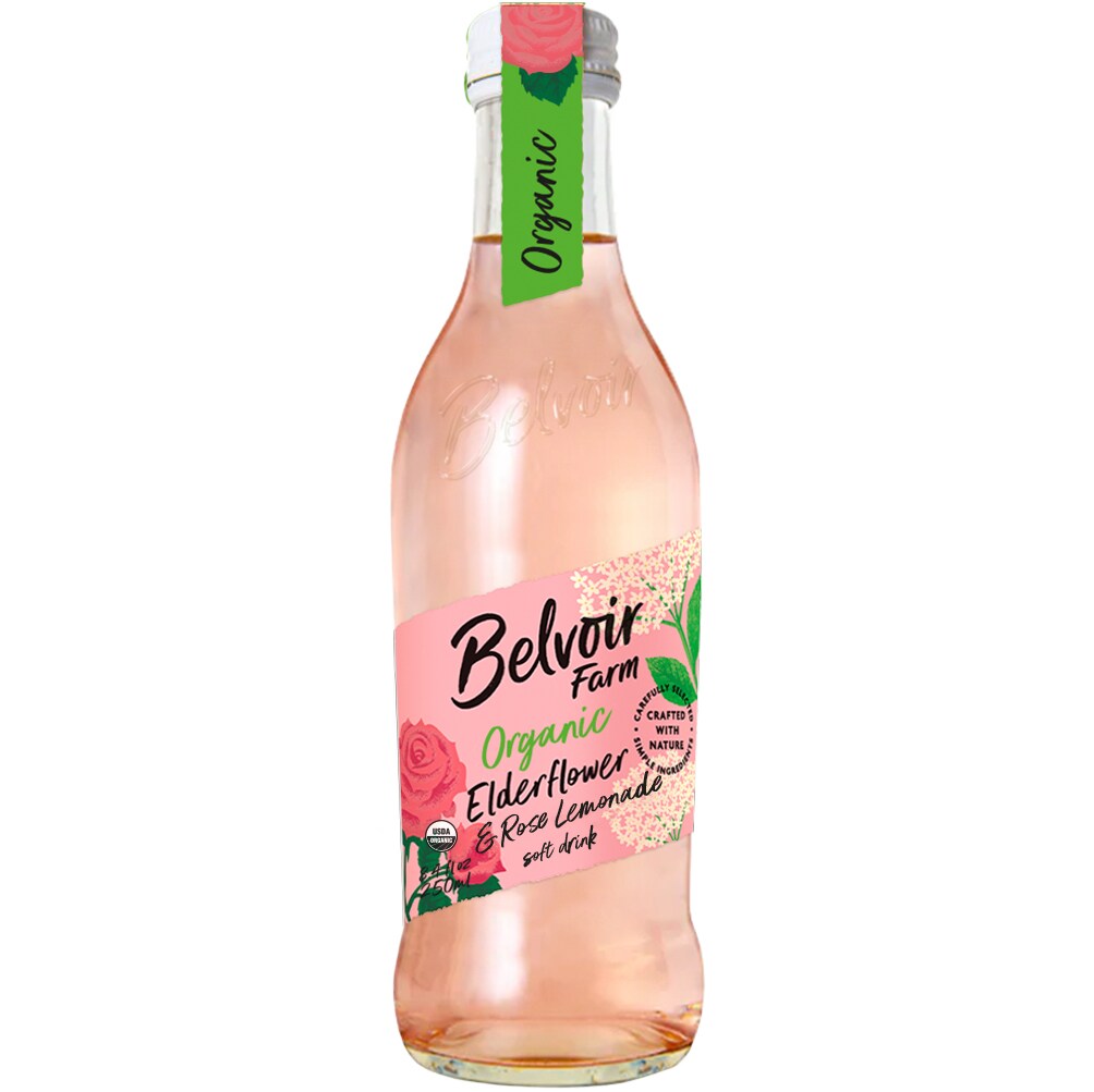 Belvoir Fruit Farms Organic Elderflower and Rose Lemonade, Glass Bottle