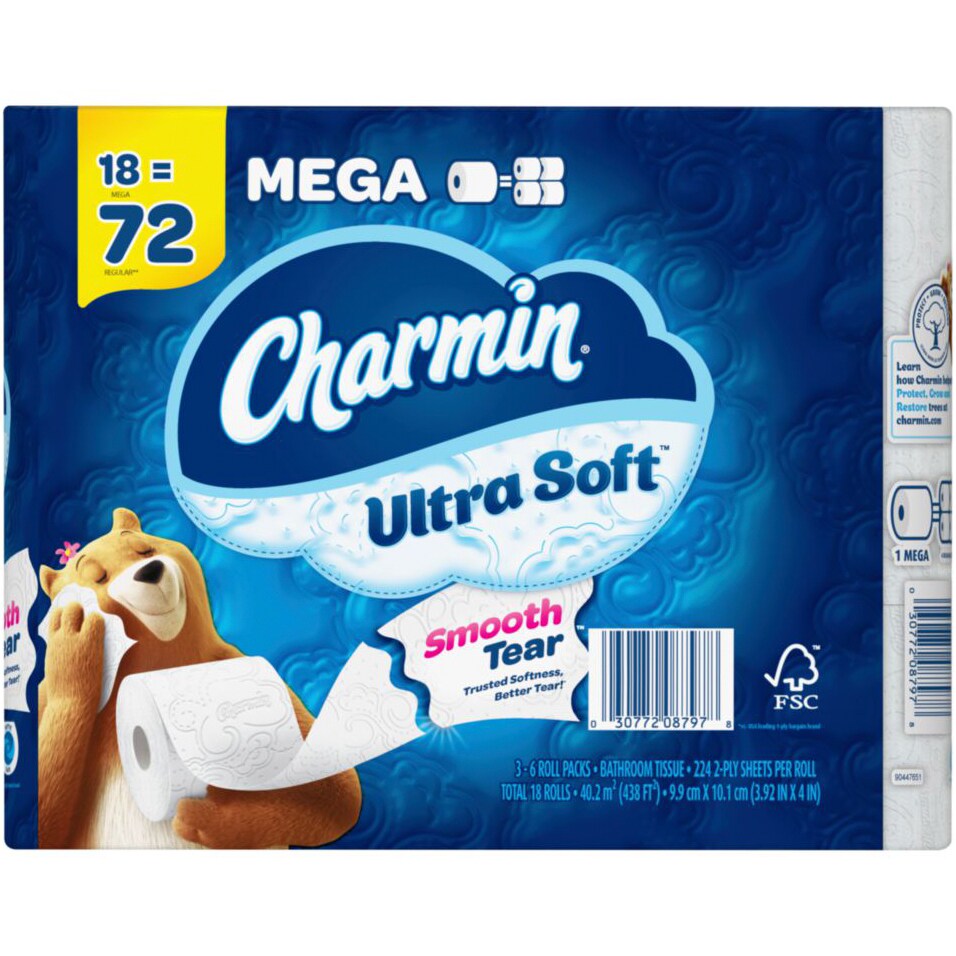 Charmin Ultra Soft 2-Ply Bathroom Tissue, Mega Rolls