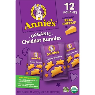 Annie's Organic Baked Snack Crackers Snack Packs, Cheddar Bunnies