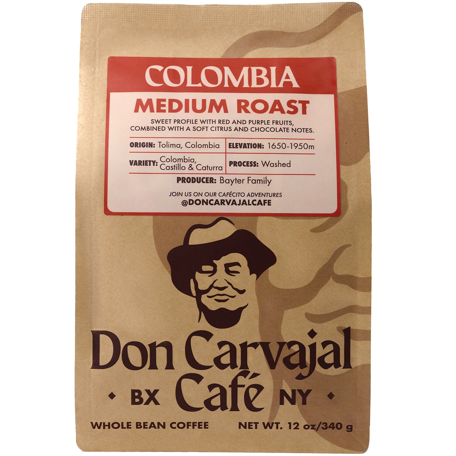 Don Carvajal Café Medium Roast Whole Bean Coffee, Colombian