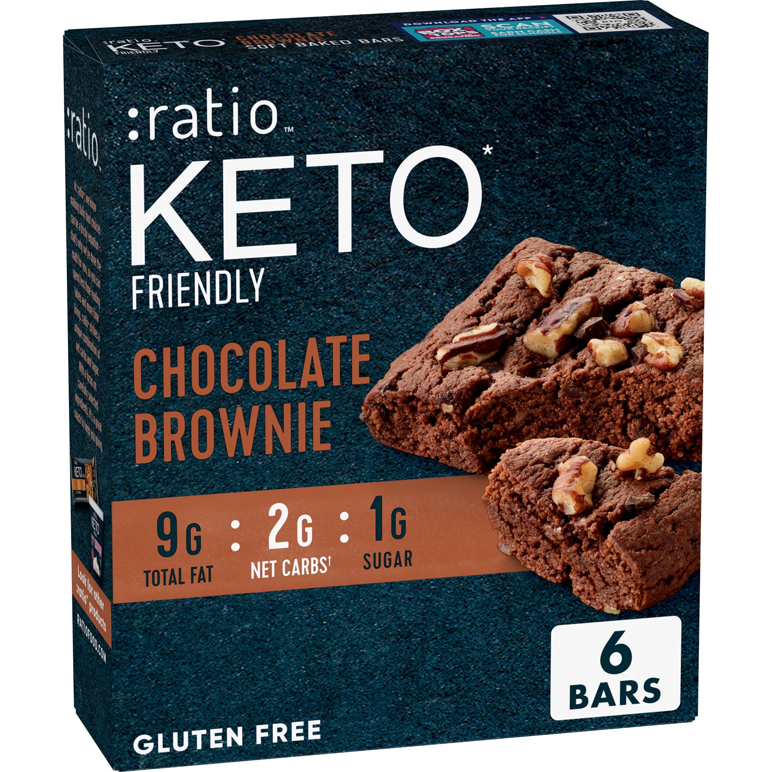 Ratio Keto Friendly Soft Bars, Chocolate Brownie
