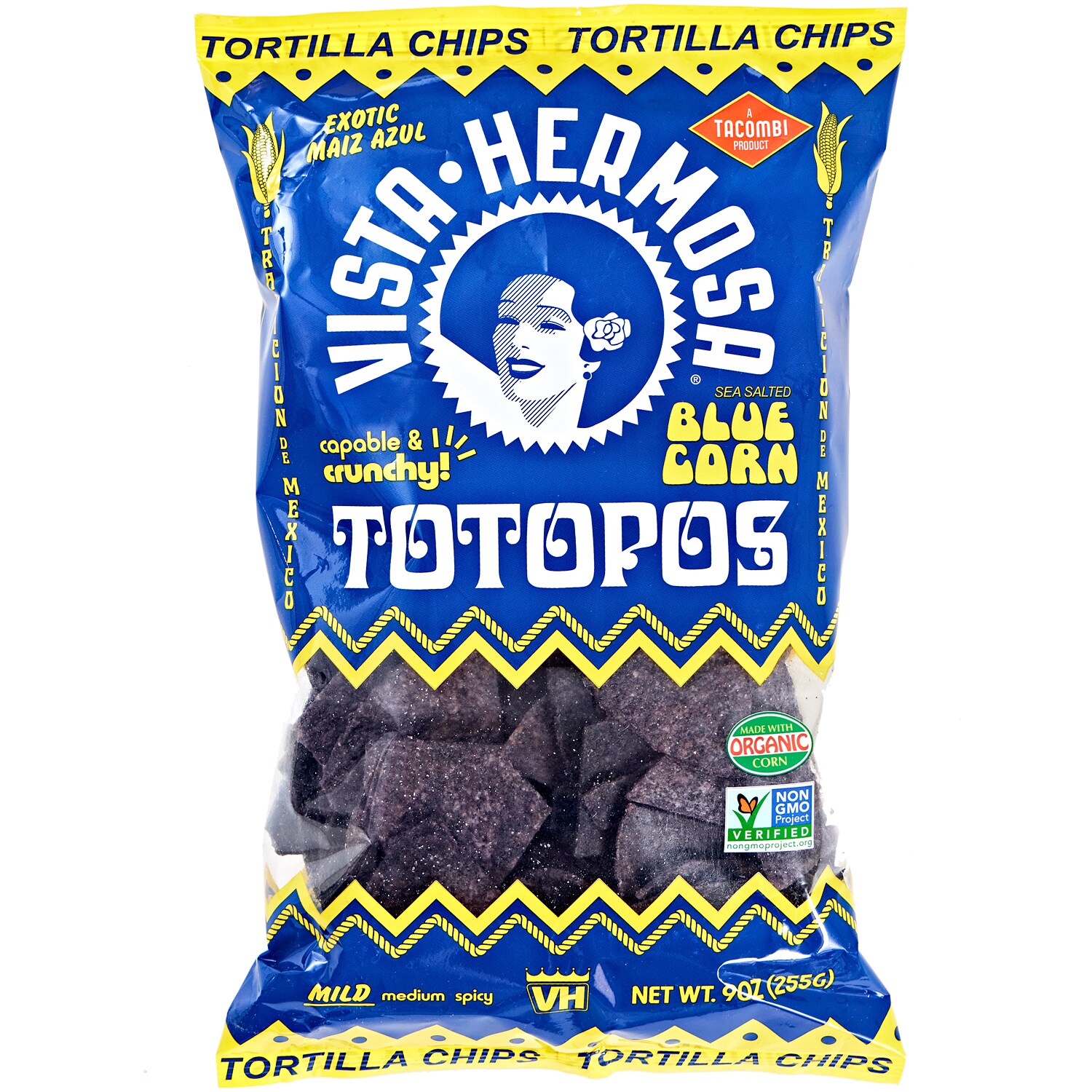 Vista Hermosa Totopos Tortilla Chips, Blue Corn