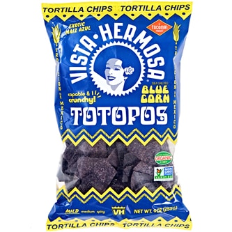 Vista Hermosa Totopos Tortilla Chips, Blue Corn