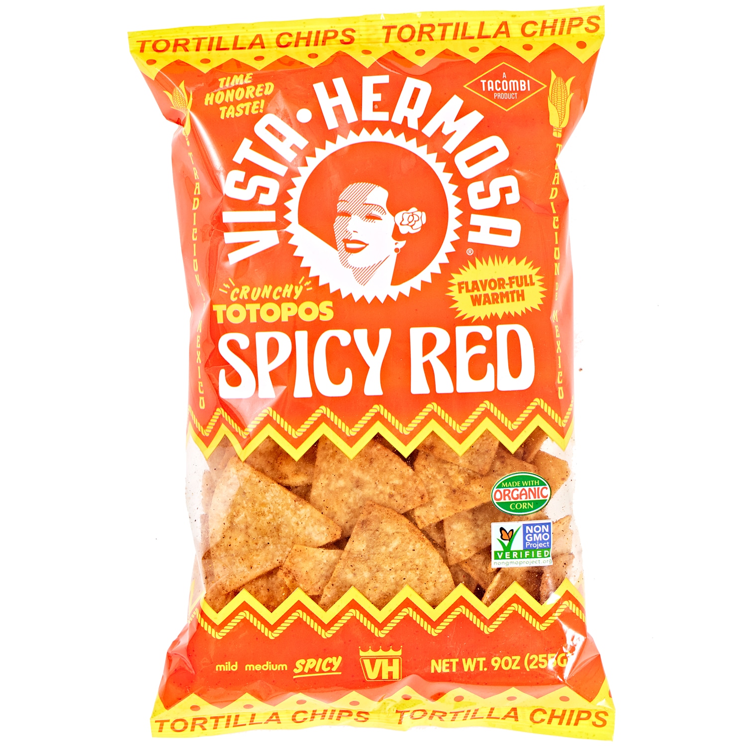 Vista Hermosa Totopos Tortilla Chips, Spicy Red Corn