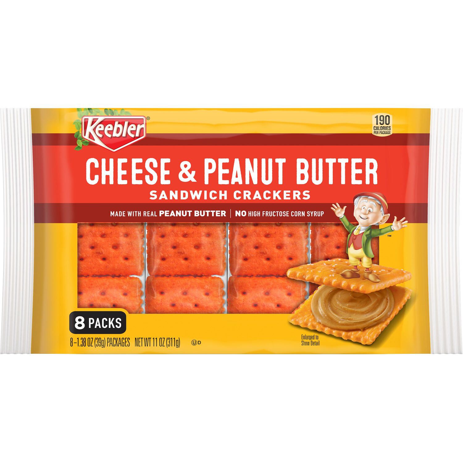 Keebler Sandwich Crackers, Cheese & Peanut Butter, Packs