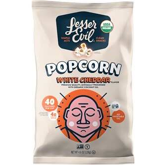 LesserEvil Organic Popcorn, White Cheddar Flavor