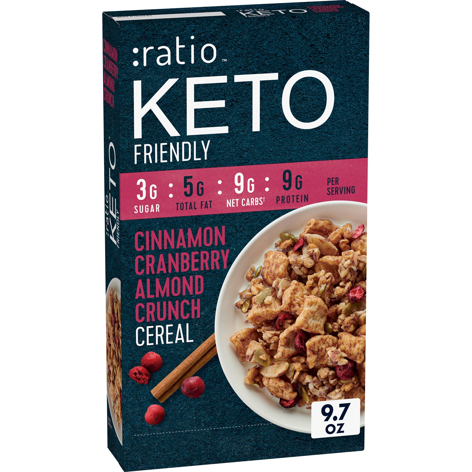 Ratio Keto Friendly Cereal, Cinnamon Cranberry Almond Crunch