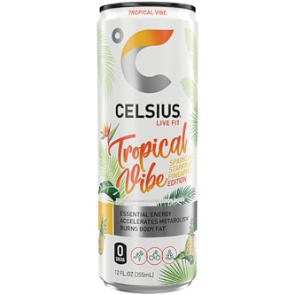 Celsius Sparkling Energy Drink, Tropical Vibe, Can
