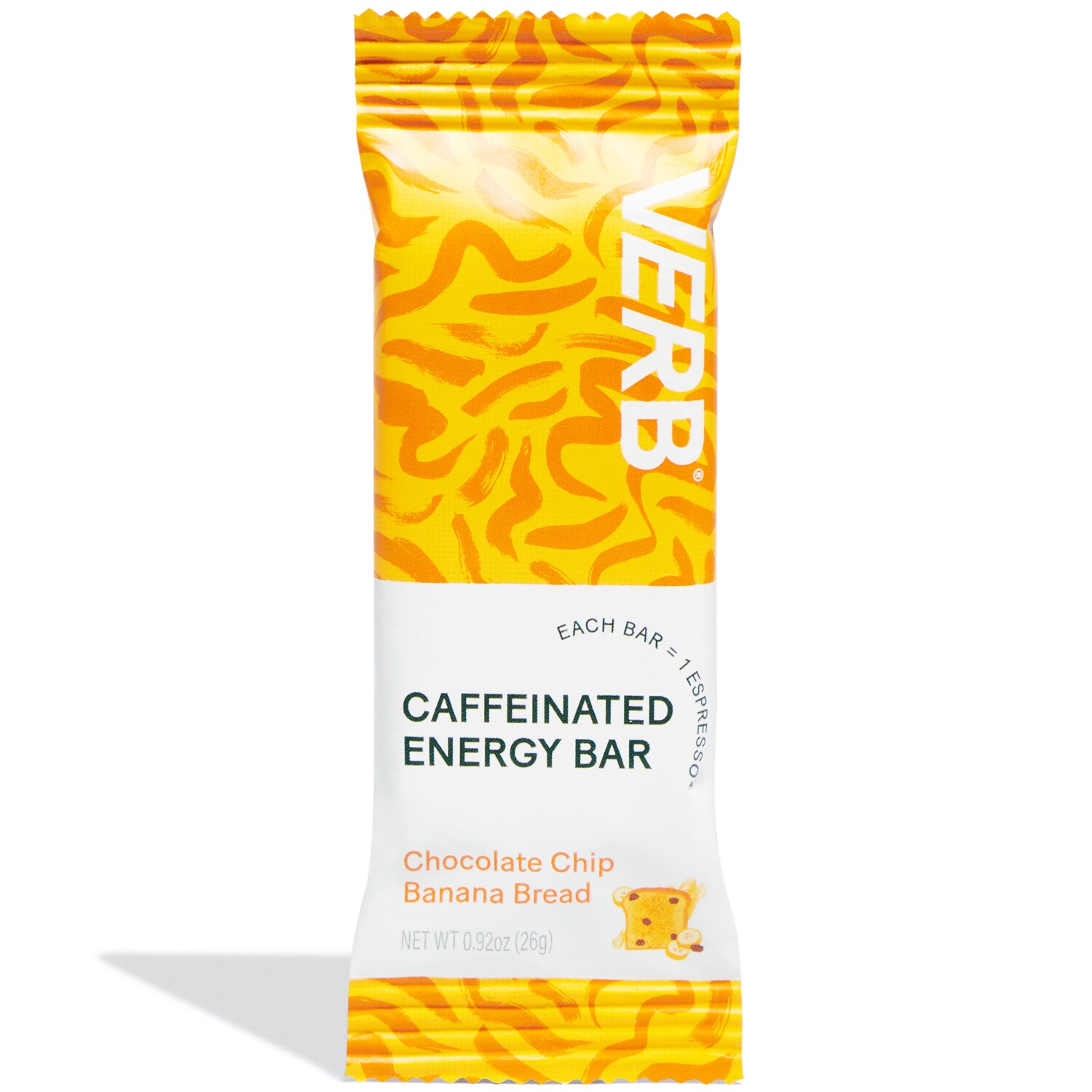 VERB Caffeinated Energy Bar, Chocolate Chip Banana Bread