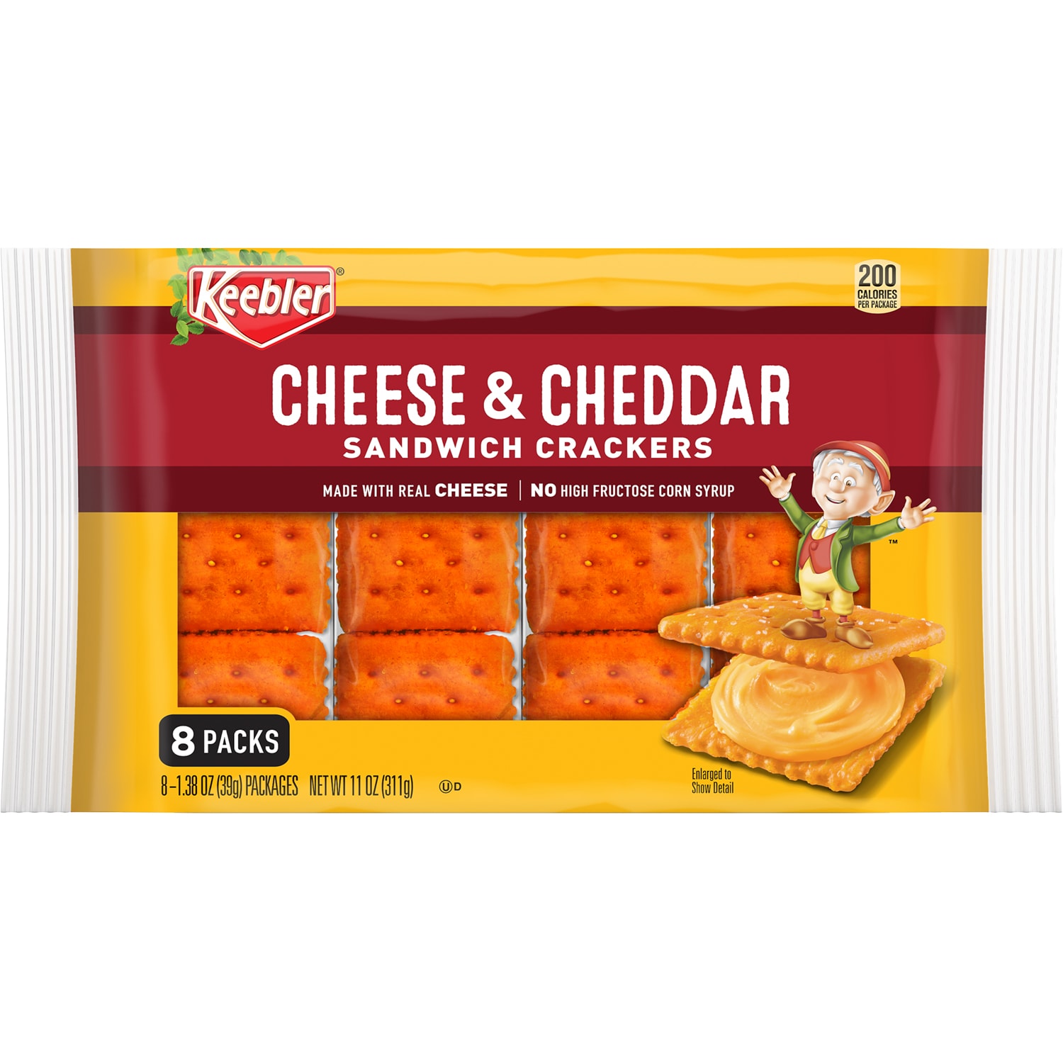 Keebler Sandwich Crackers, Cheese & Cheddar, Packs