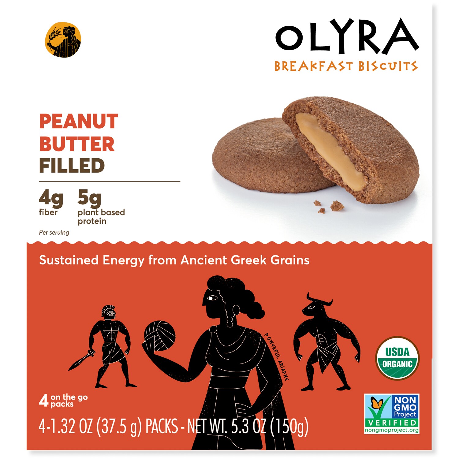 OLYRA Filled Breakfast Biscuits, Peanut Butter