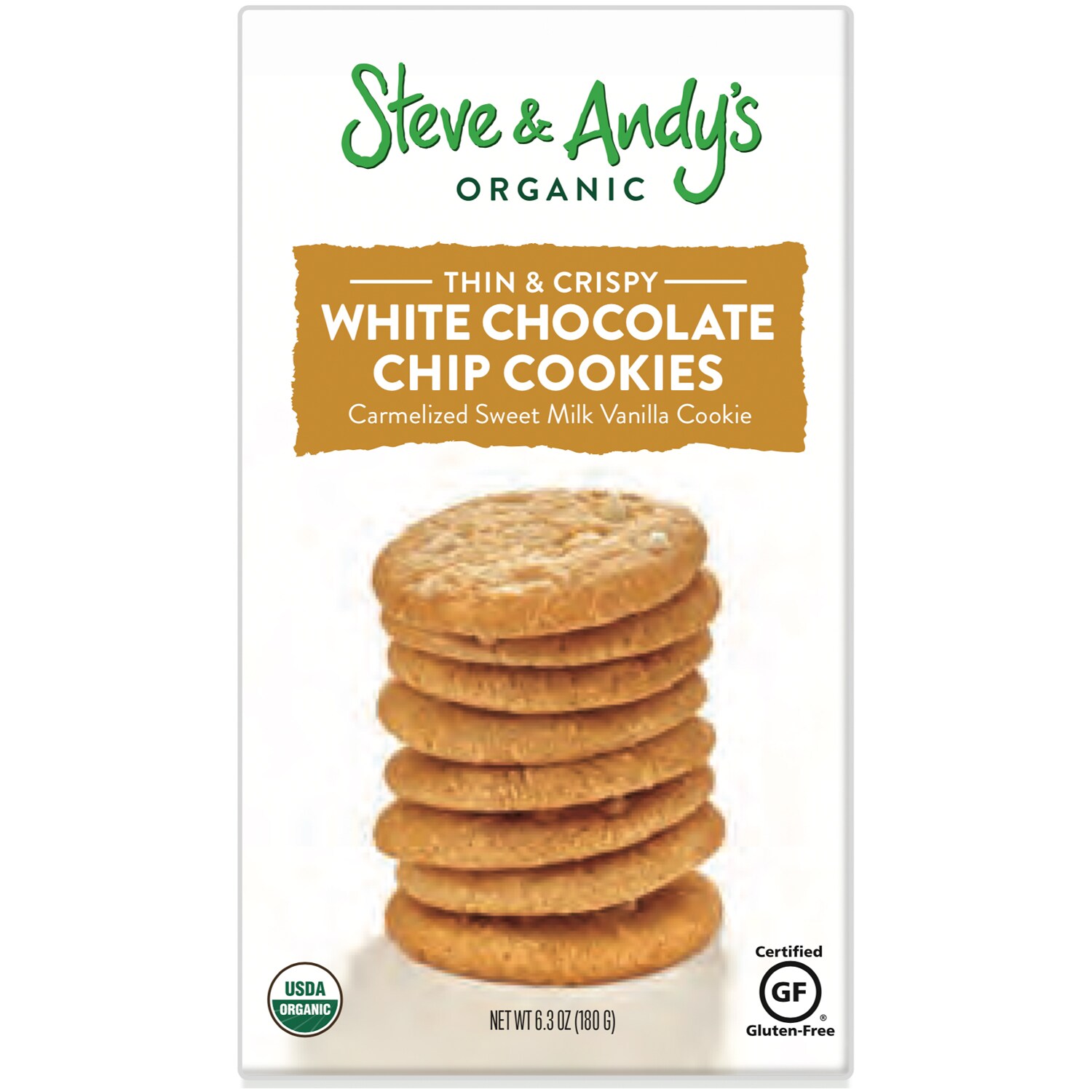 Steve & Andy's Organic Thin & Crispy Cookies, White Chocolate Chip