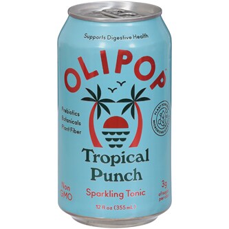 OLIPOP 9g Fiber Prebiotic Soda, Tropical Punch, Can