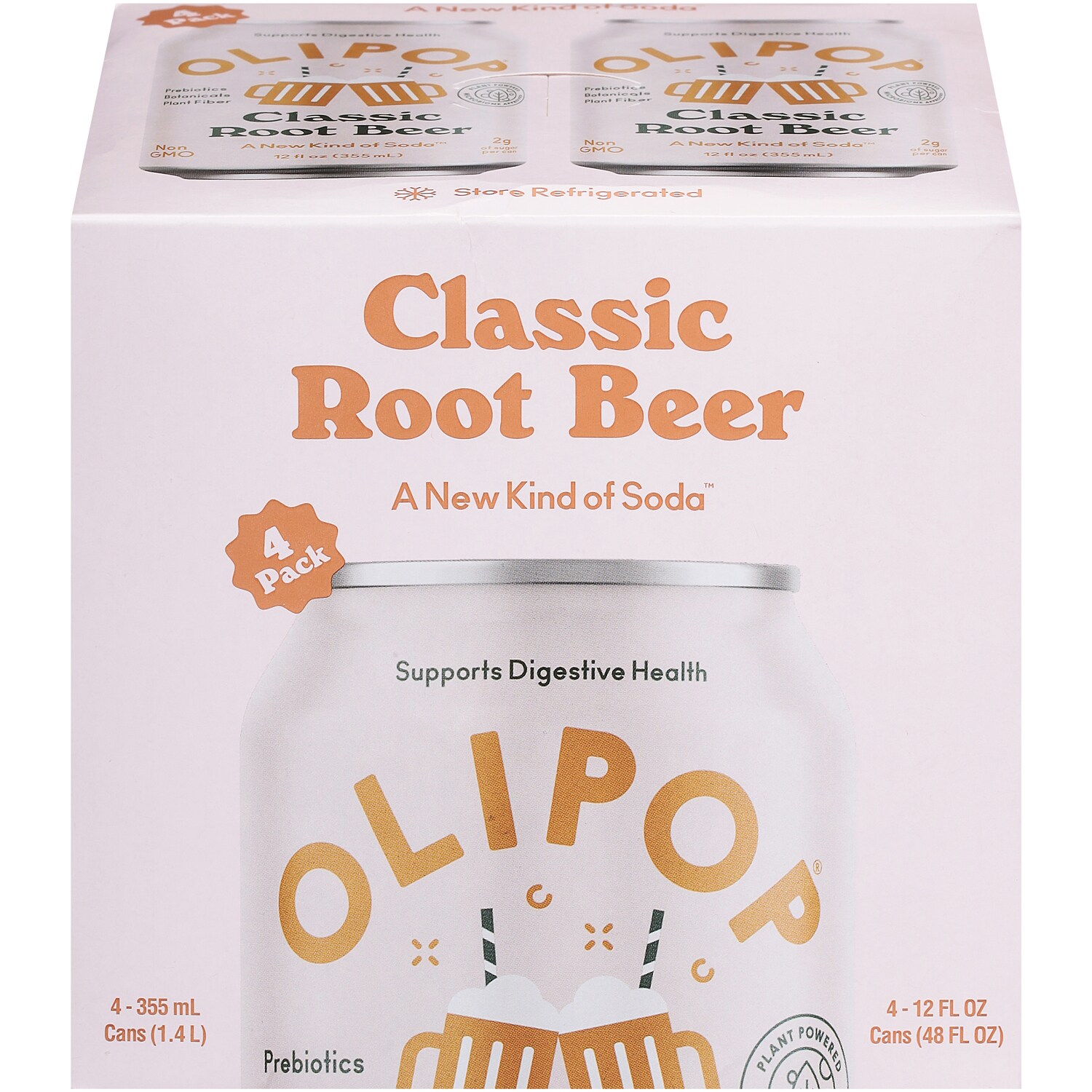 Olipop Sparkling Tonic, Classic Root Beer, Cans