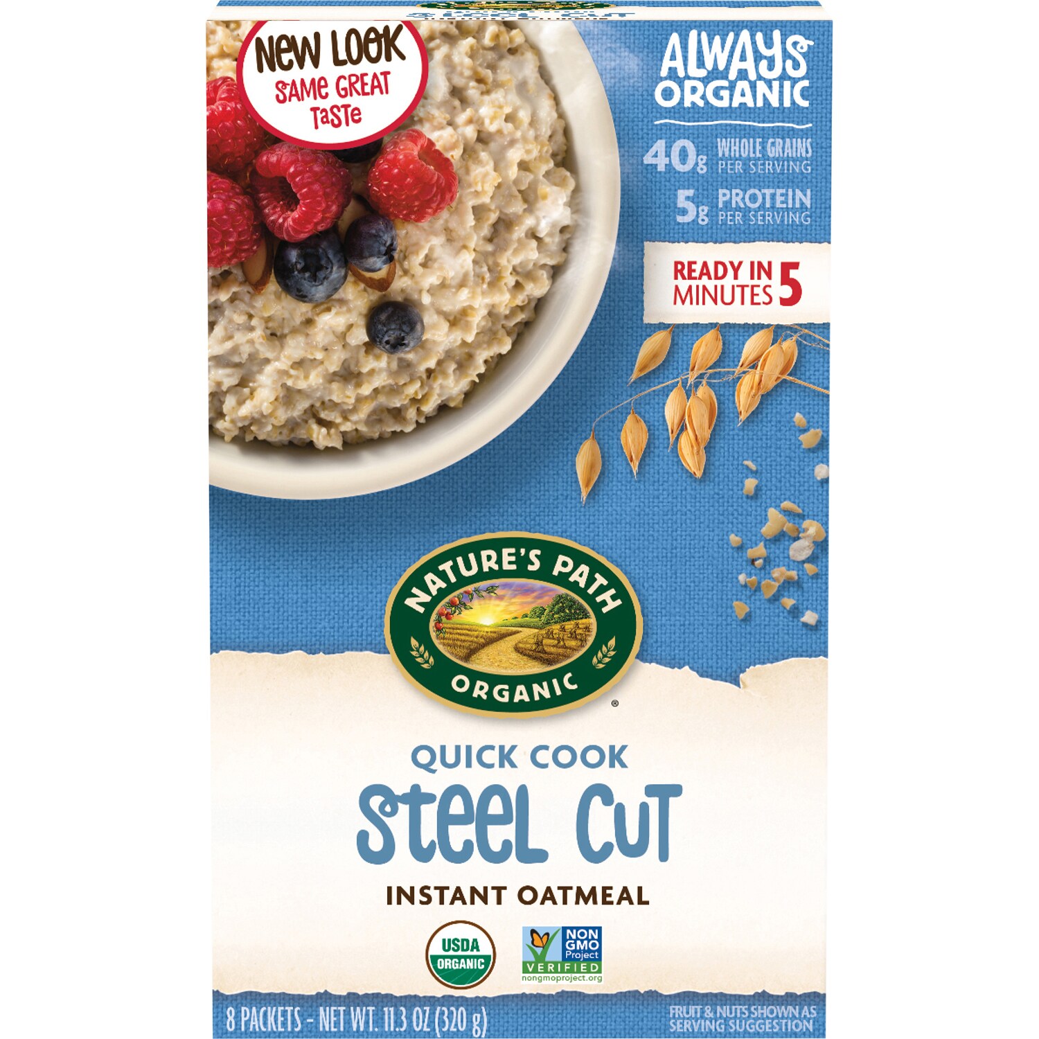 Nature's Path Organic Instant Oatmeal, Quick Cook Steel Cut