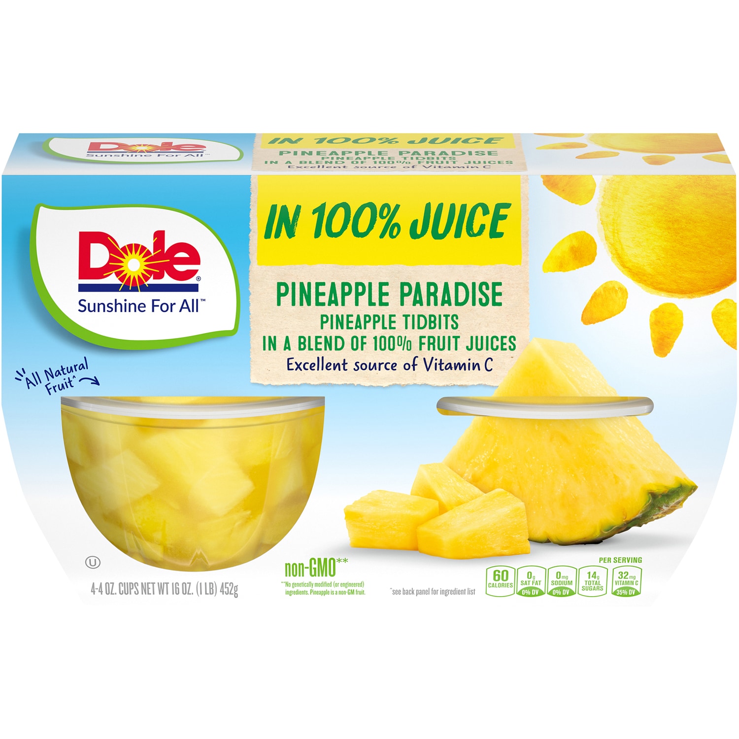 Dole Fruit Bowls, Pineapple Paradise in 100% Fruit Juice