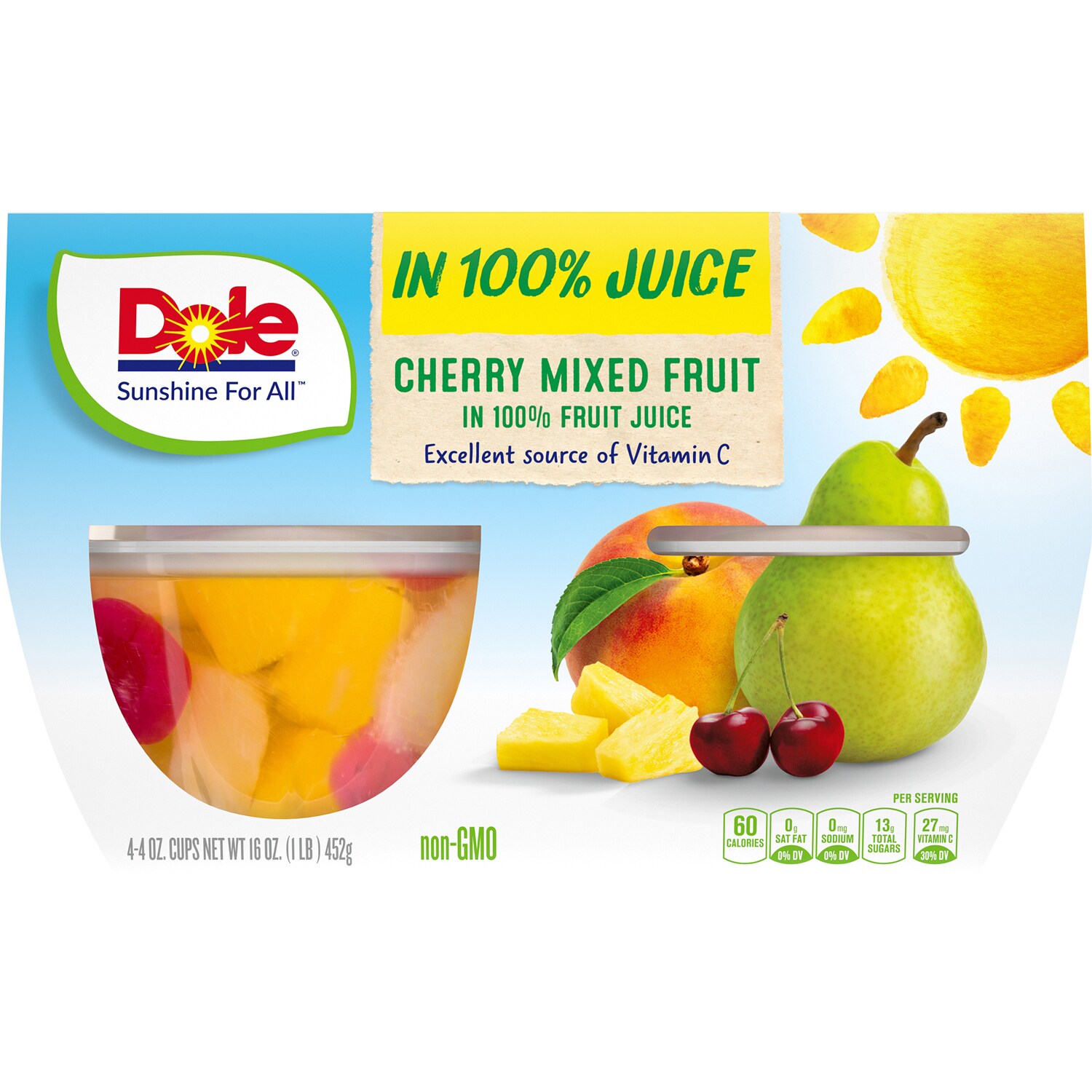 Dole Fruit Bowls, Cherry Mixed Fruit in 100% Fruit Juice