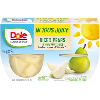 Dole Fruit Bowls, Diced Pears in 100% Fruit Juice
