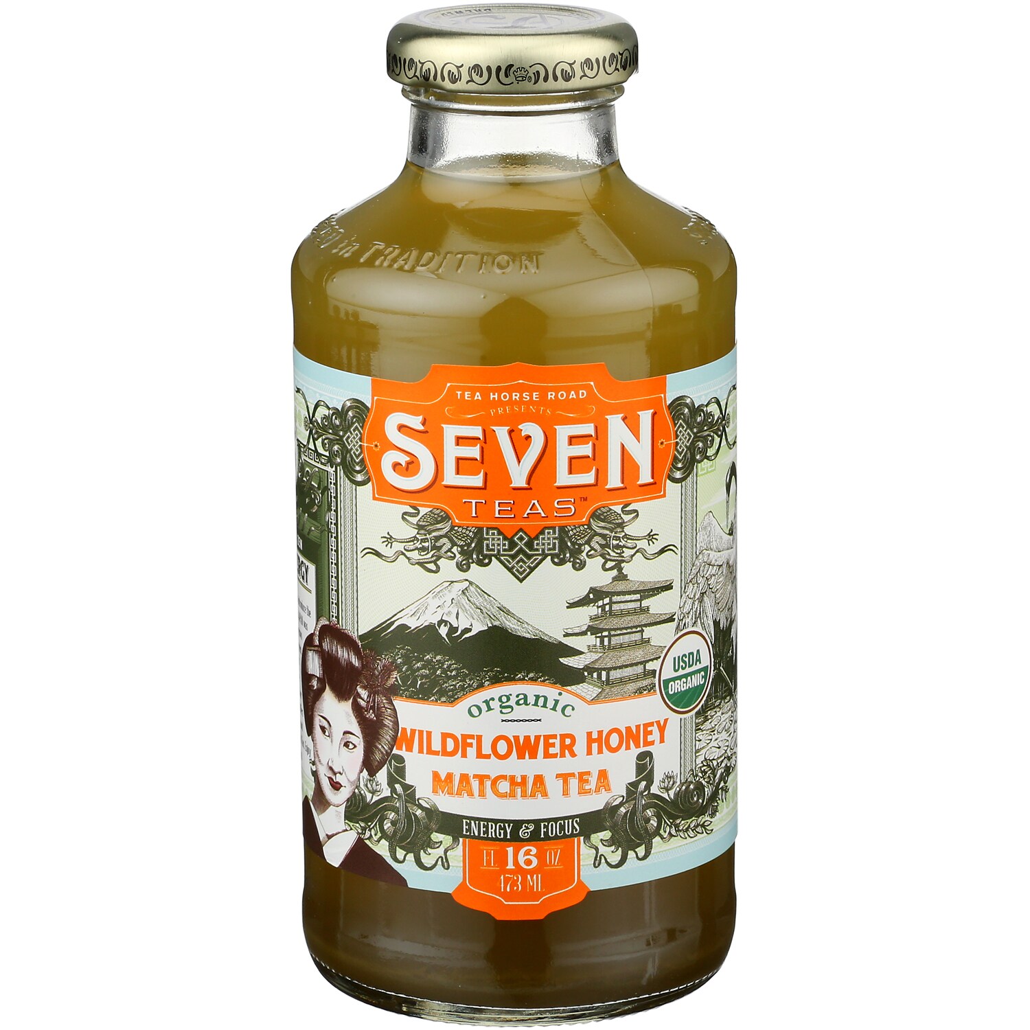 Seven Teas Organic Matcha Tea, Wildflower Honey, Glass Bottle