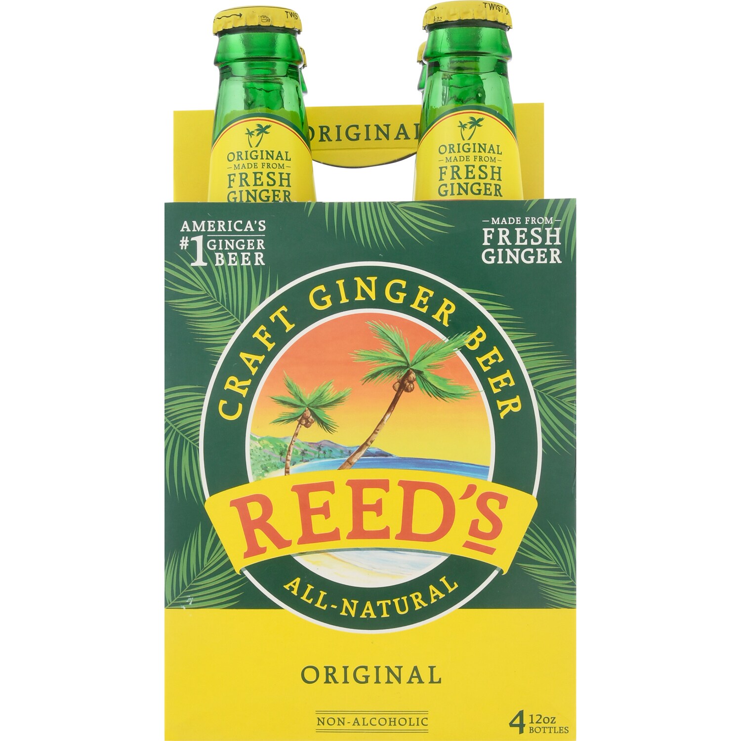 Reed's All-Natural Craft Ginger Beer, Original, Glass Bottles