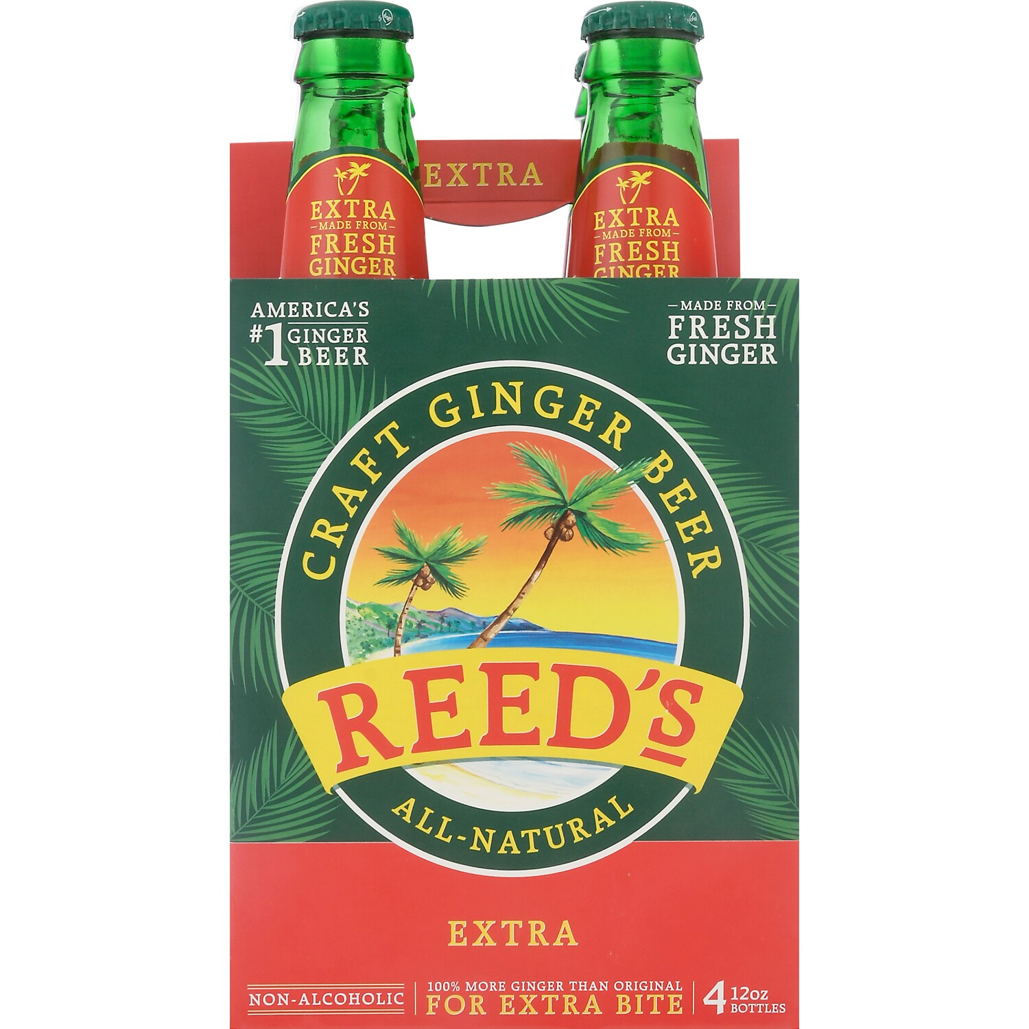 Reed's All-Natural Craft Ginger Beer, Extra, Glass Bottles