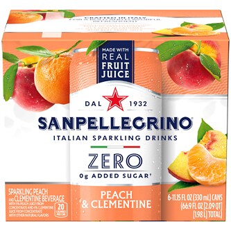 San Pellegrino Italian Sparkling Drinks, Peach & Clementine, Cans