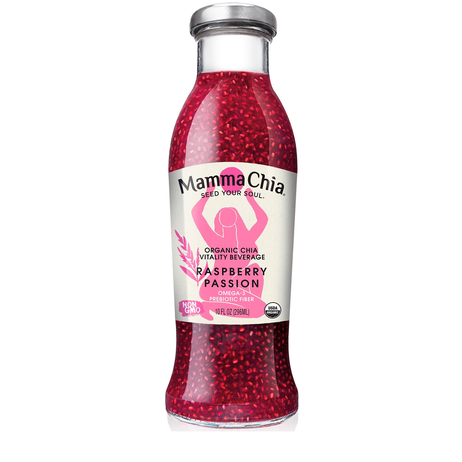 Mamma Chia Organic Chia Vitality Beverage, Raspberry Passion, Glass Bottle
