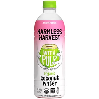 Harmless Harvest Organic Coconut Water with Pulp, Plastic Bottle