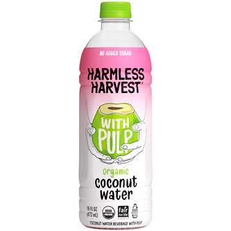 Harmless Harvest Organic Coconut Water with Pulp, Plastic Bottle