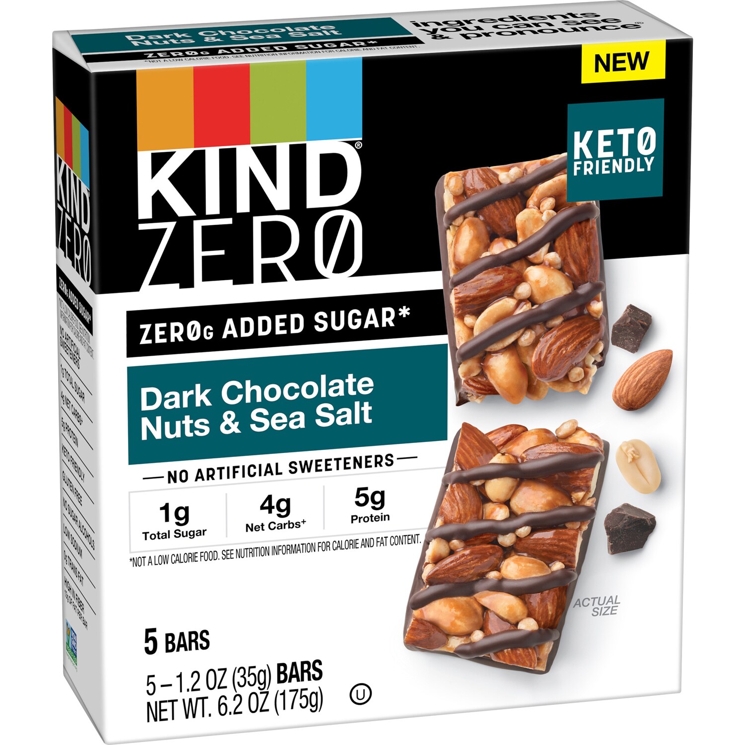 KIND Zero Added Sugar Bars, Dark Chocolate Nuts & Sea Salt