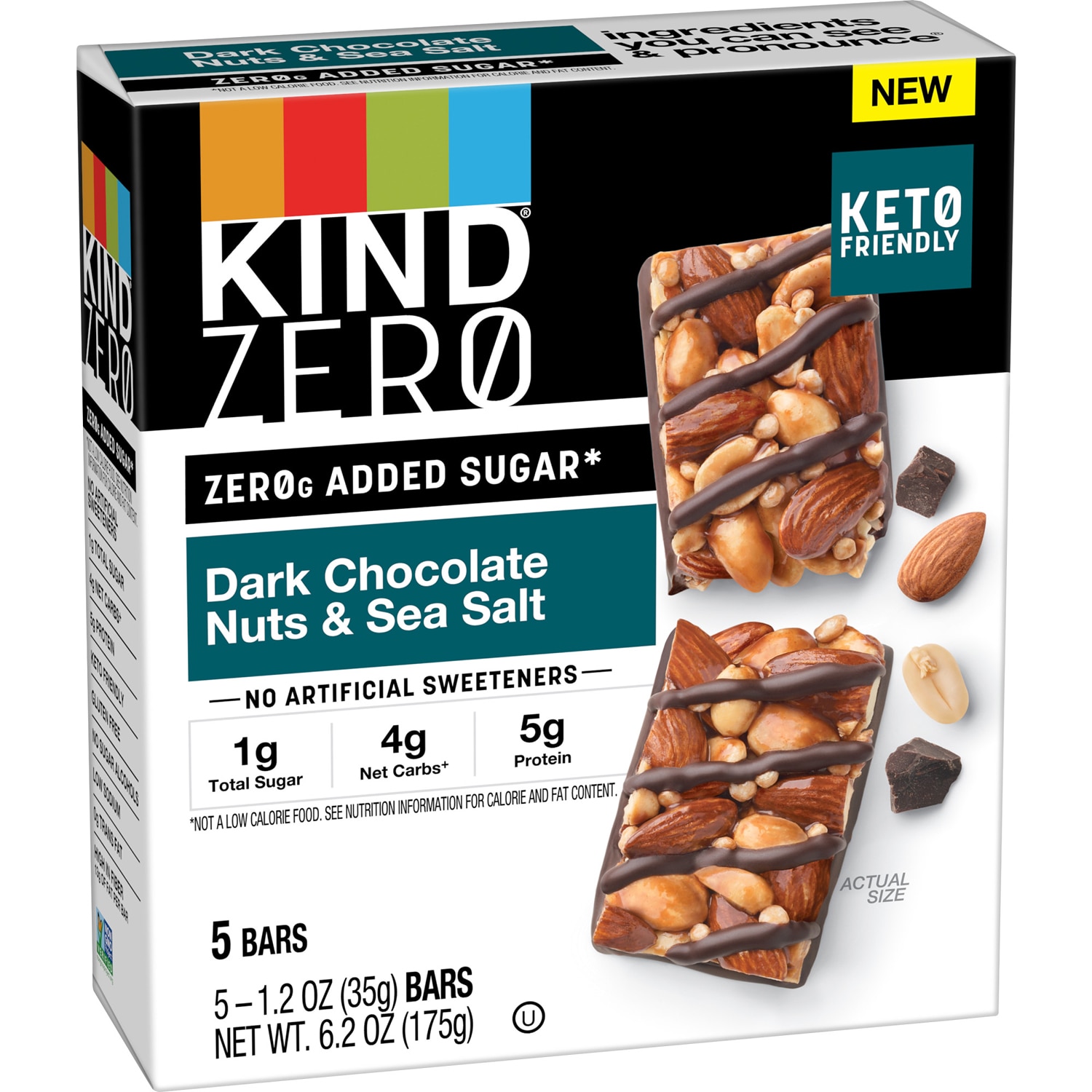 KIND Zero Added Sugar Bars, Dark Chocolate Nuts & Sea Salt
