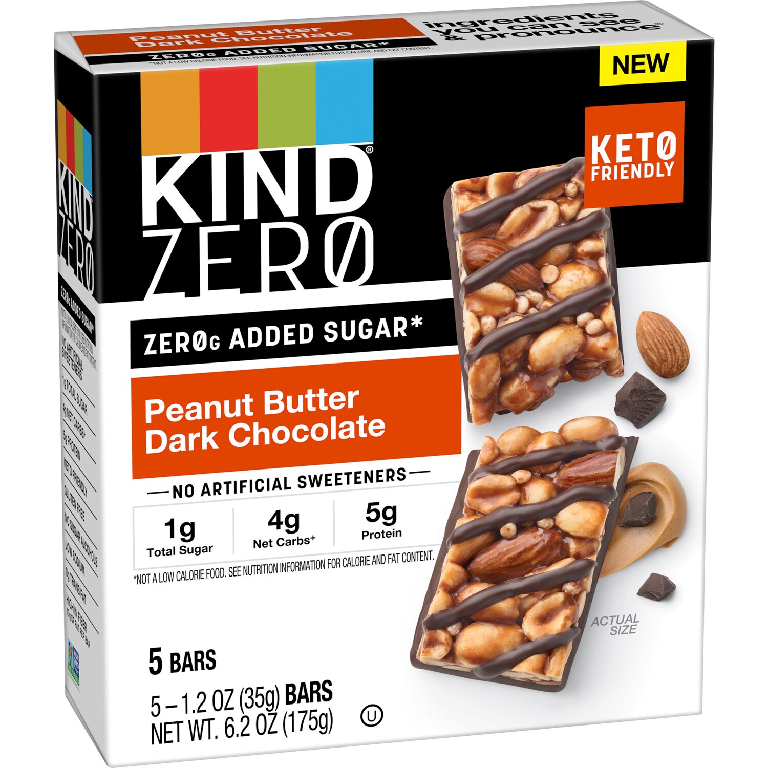 KIND Zero Added Sugar Bars, Peanut Butter Dark Chocolate