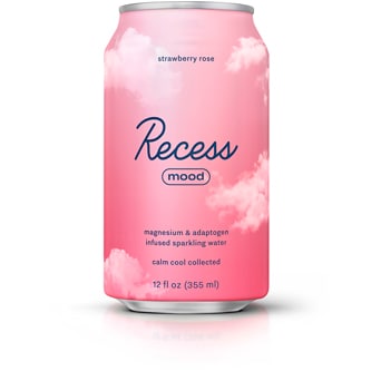 Recess Mood Infused Sparkling Water, Strawberry Rose, Can