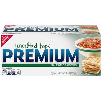 Nabisco Premium Saltine Crackers, Unsalted Tops