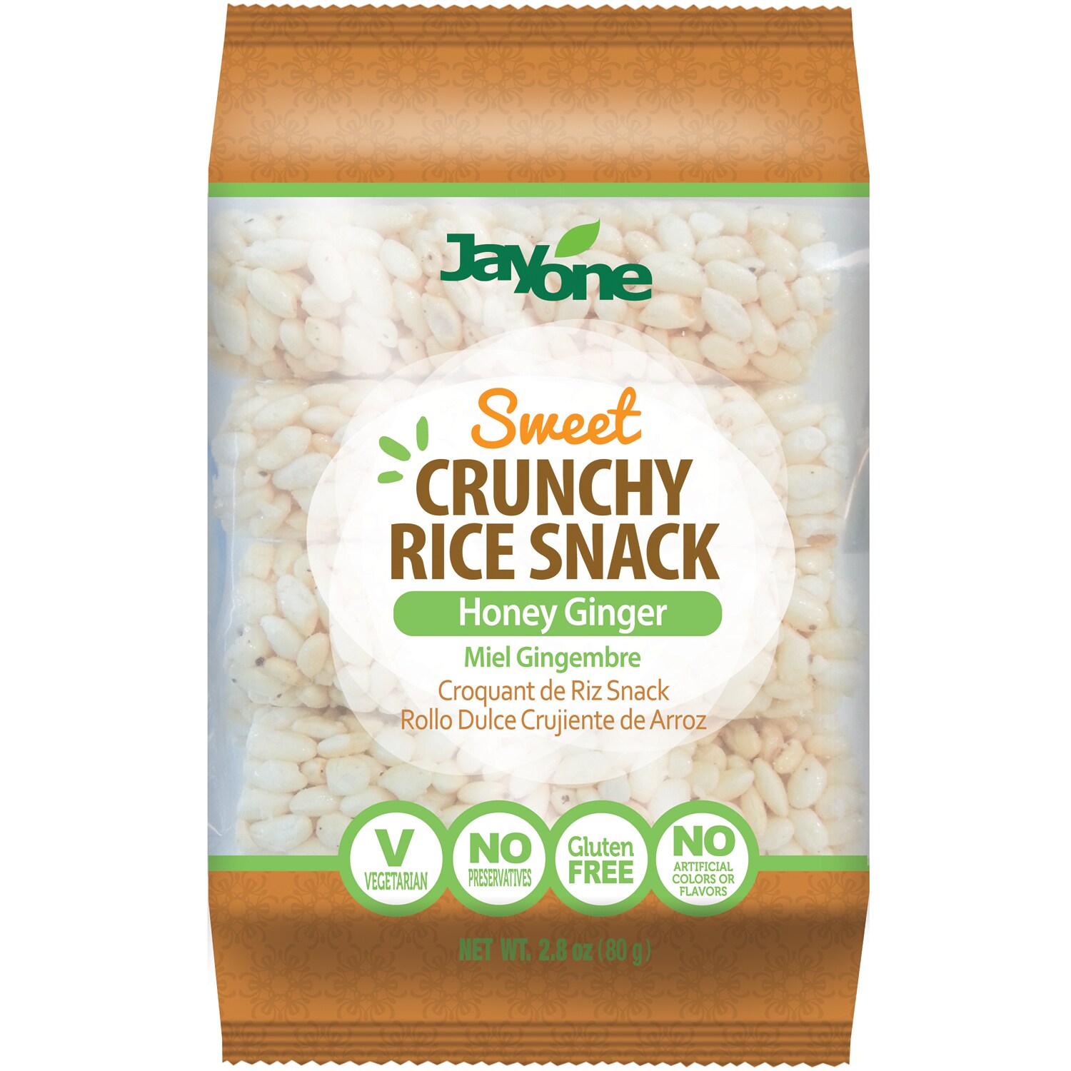 Jayone Sweet Crunchy Rice Snack, Honey Ginger