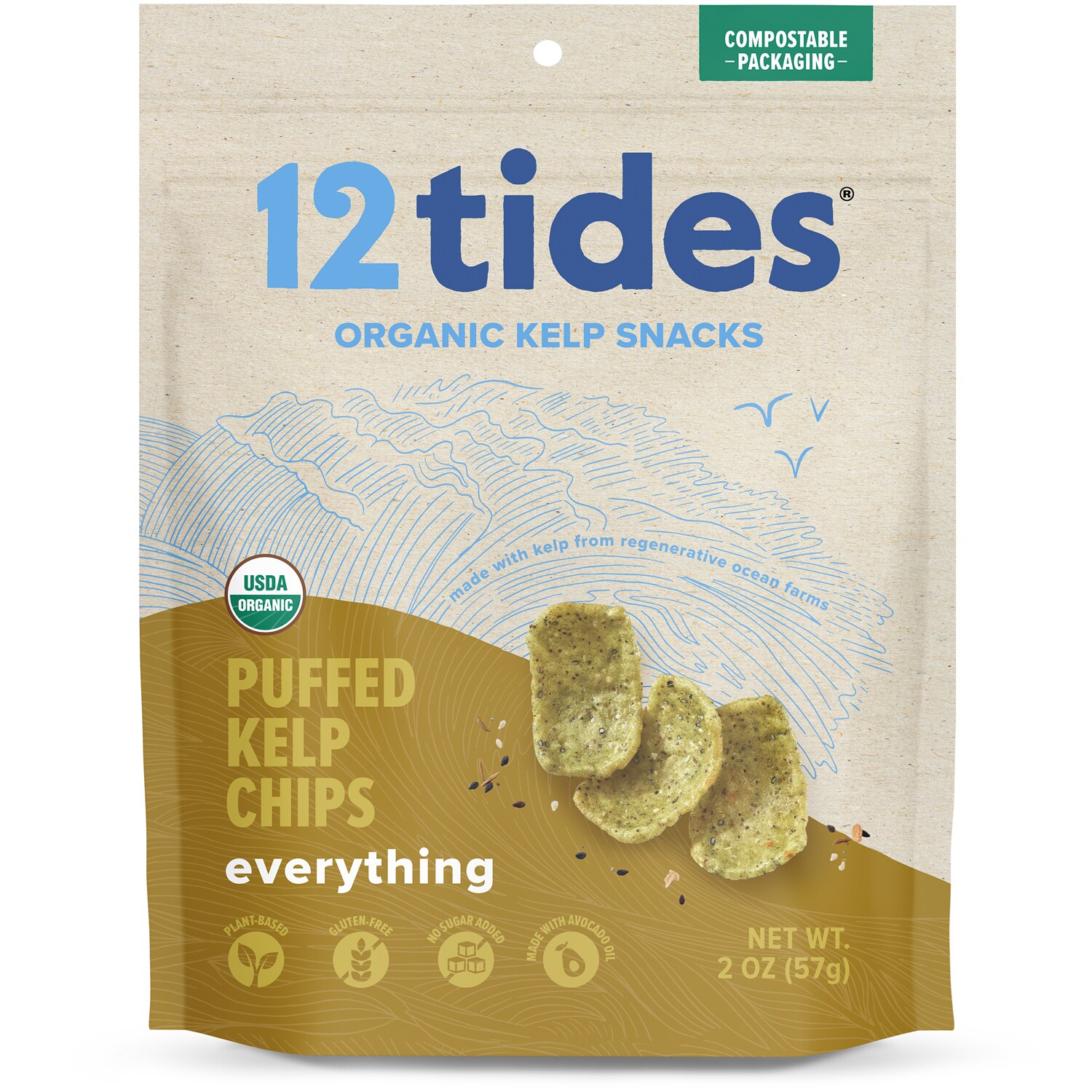 12tides Organic Puffed Kelp Chips, Everything
