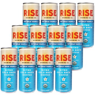 RISE Brewing Co. Nitro Cold Brew Coffee, Oat Milk Vanilla, Cans