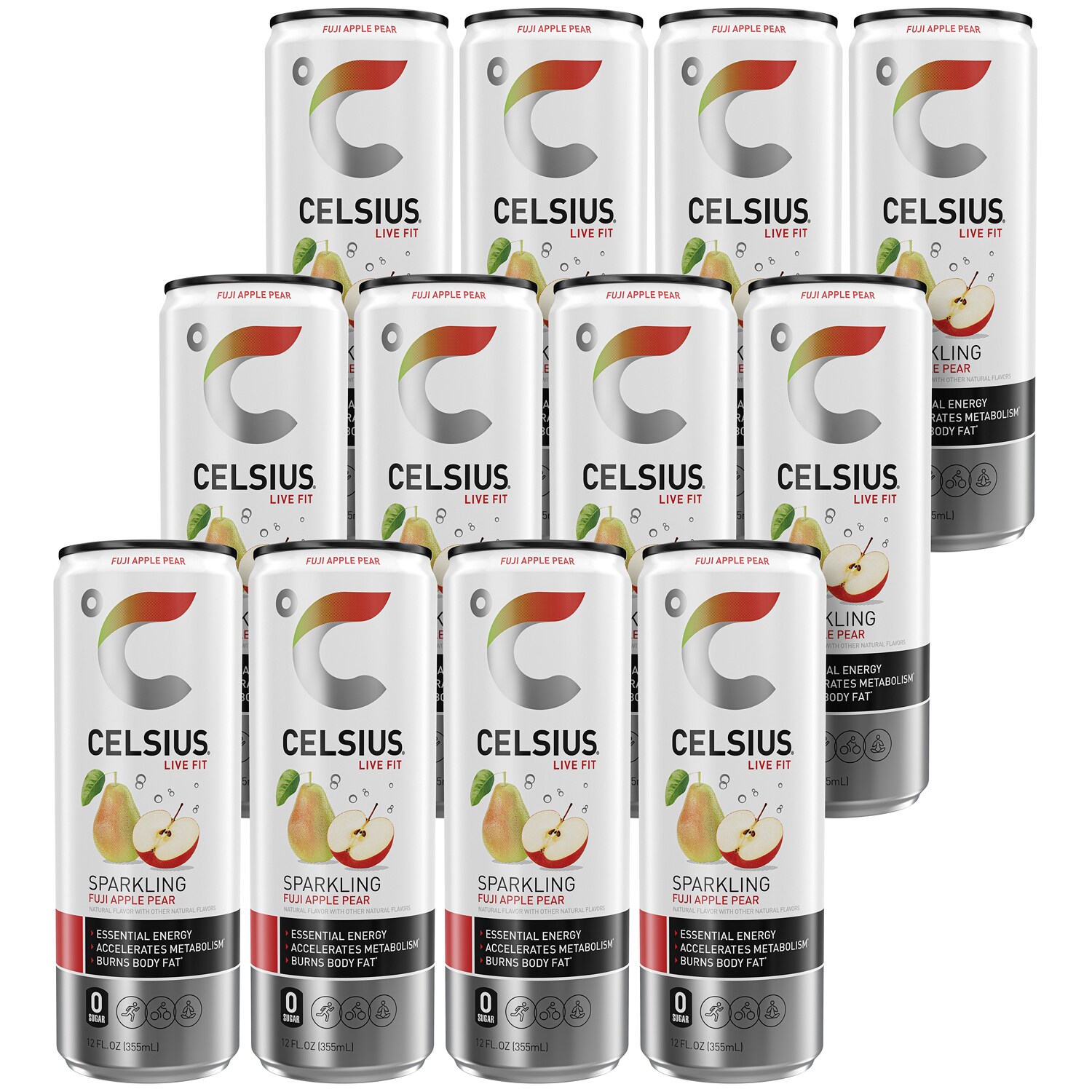 Celsius Sparkling Energy Drink, Fuji Apple Pear, Cans