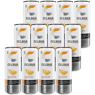 Celsius Sparkling Energy Drink, Orange, Cans