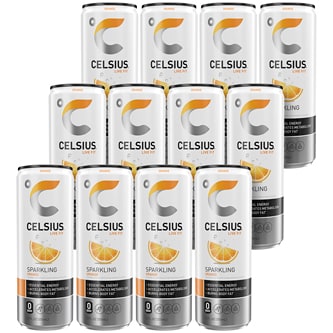 Celsius Sparkling Energy Drink, Orange, Cans
